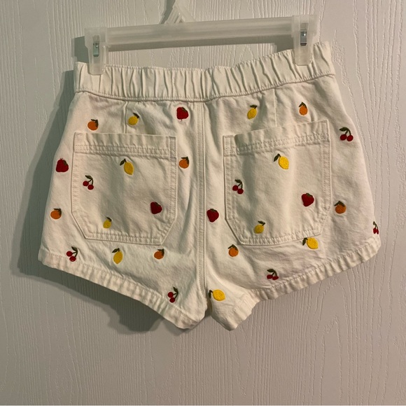 PacSun Pants - PacSun Fruit Embroidered White Denim Shorts Novelty Cherry Summer Beach Size Sm